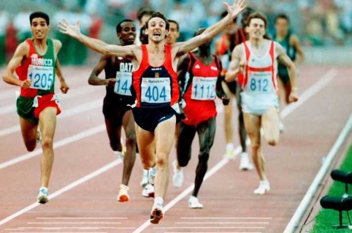 Fermin en la meta de Barcelona 92.