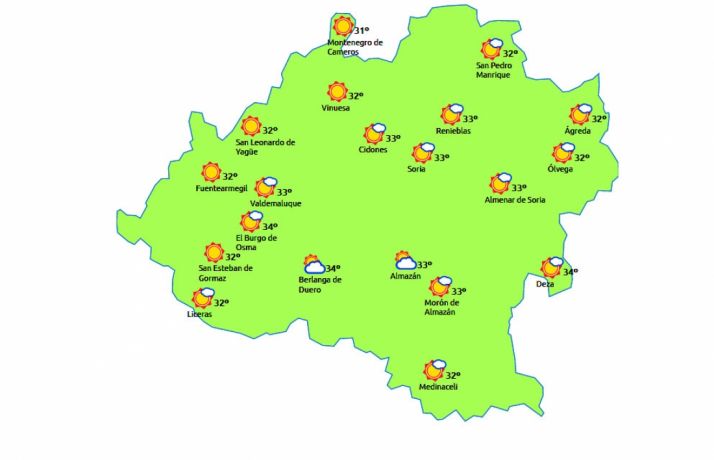 Prvisión a las 14:00 horas./eltiempo.es