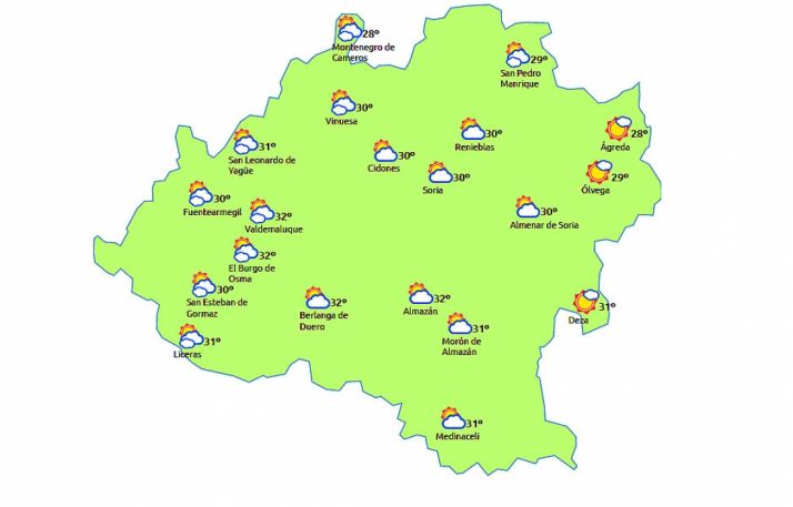 Mapa a las 14:00 horas./eltiempo.es