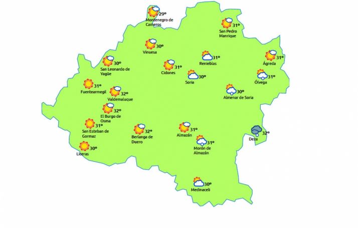 Mapa a las 14:00 horas./eltiempo.es