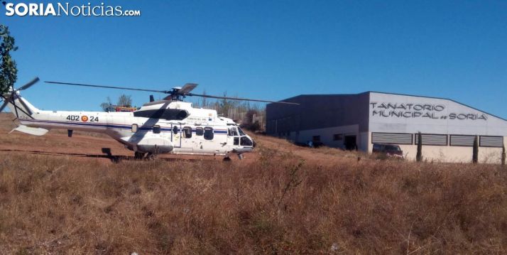 La aeronave en el Cerro Castejón esste viernes./SN