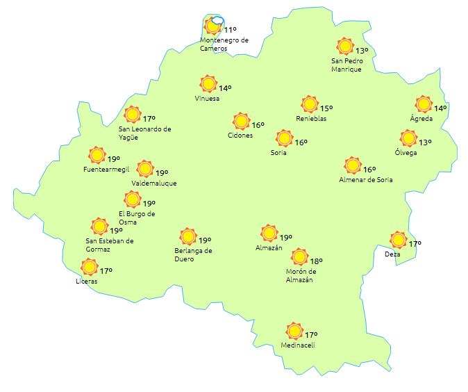 Día soleado con hasta 19 grados de máxima