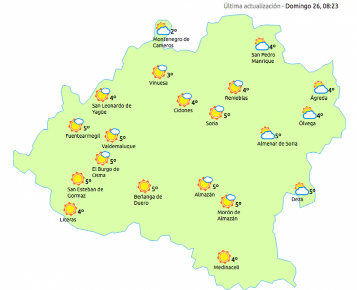 Previsión a las 12:00h. /eltiempo.es