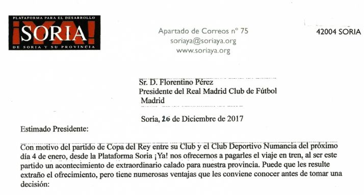 Encabezado de la misiva. 