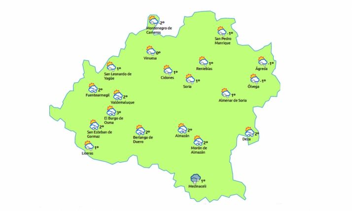 Previsión para las 14:00 de este viernes./eltiempo.es