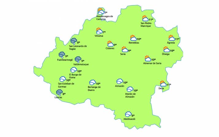 Previsión para las 14:00 de este viernes./eltiempo.es