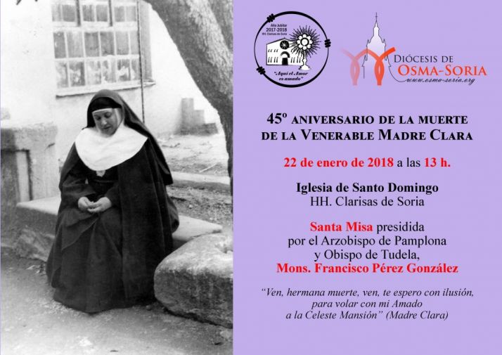 La Diócesis celebra este lunes 22 el 45 aniversario de la muerte de la Venerable Madre Clara