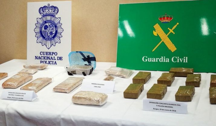 La droga incautada en Burgos. 