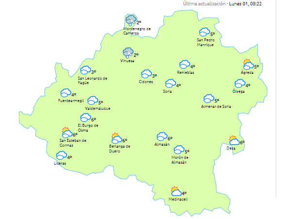 Precipitaciones débiles y mucho viento para comenzar el año