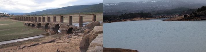 El pantano recupera su aspecto pero aún tiene la mitad de agua que hace un año