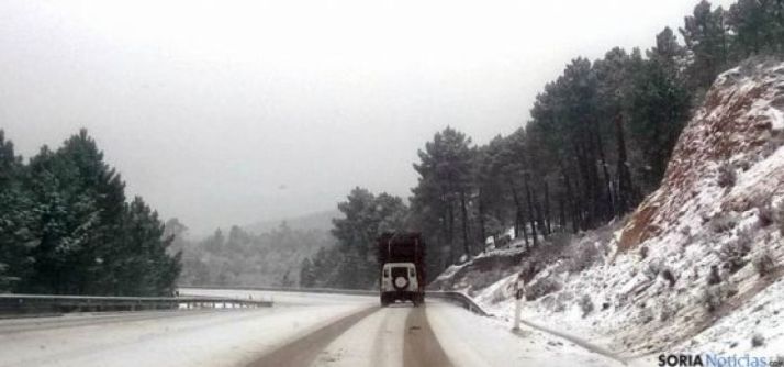 Nieve en las carreteras sorianas.