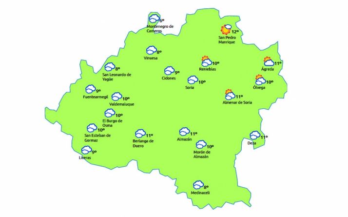 El mapa para este jueves a las 13.00 h. /eltiempo.es