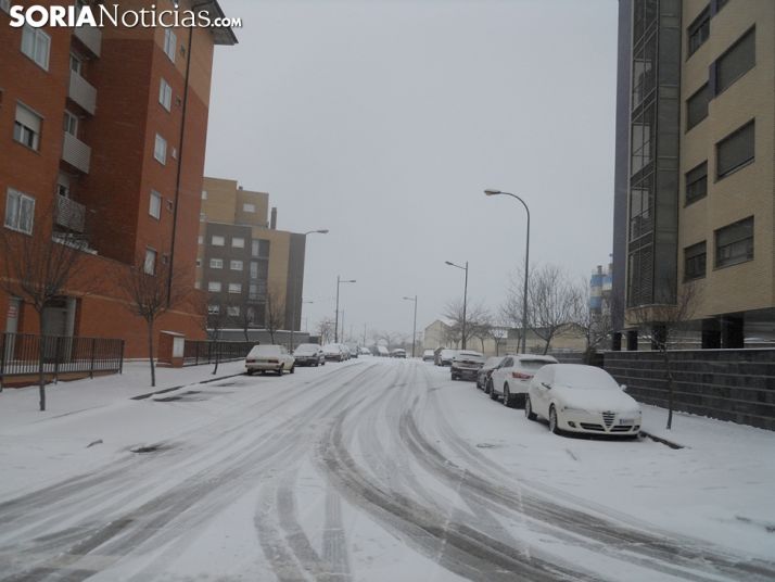 Nieve en un punto de circulación en Soria. Soria Noticias. 