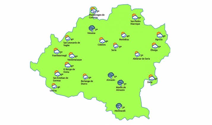 Mapa para las 12:00 horas. /eltiempo.es