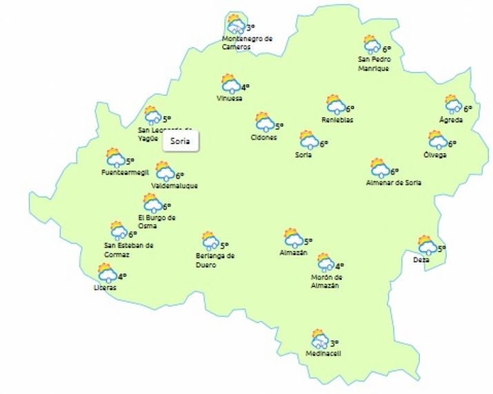 Previsión para las 15:00 horas de este sábado/ eltiempo.es