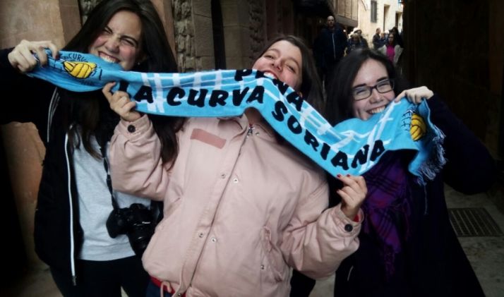 La afición celeste ya está en Teruel./ La Curva Soriana