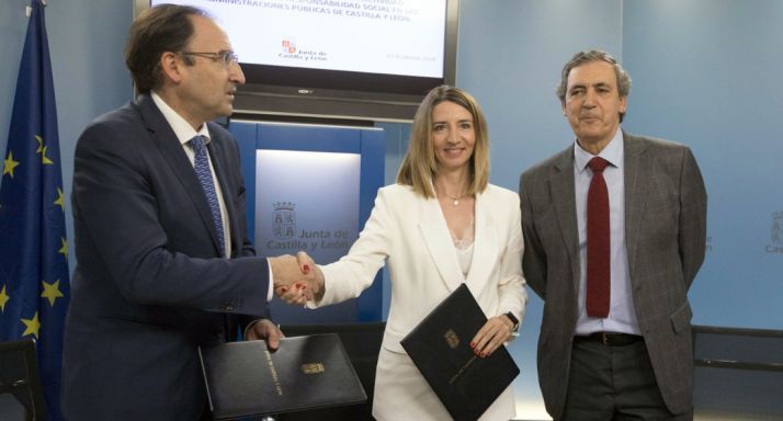 Firma del convenio con la FRMPCyL. /Jta.