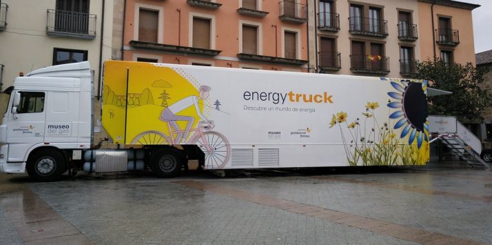 El vehículo, en su parada en Ágreda.