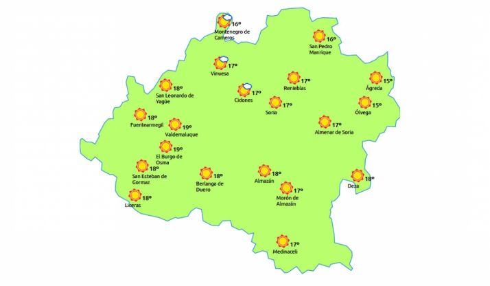 Previsión a las 13:00 horas. /eltiempo.es