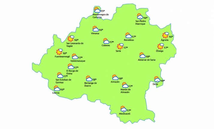 Mapa para las 13:00 h. /eltiempo.es