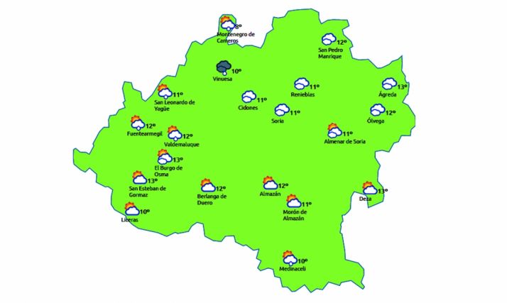 Previsión a las 13:00 h./eltiempo.es