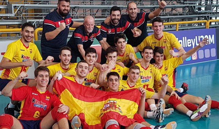 El combinado español este domingo. /RFEVB