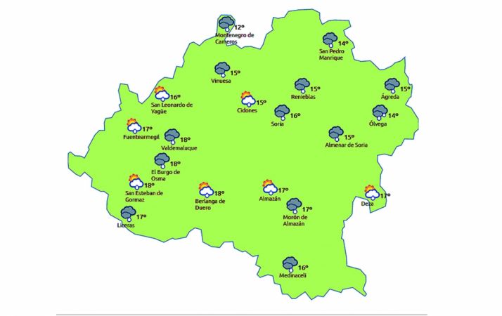 Previsión a las 13:00 h./eltiempo.es