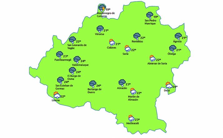 Previsión a las 15:00 horas./eltiempo.es