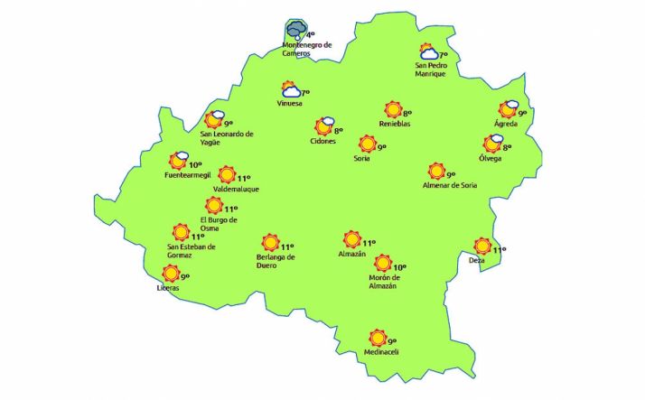 Previsión a las doce del mediodía. /eltiempo.es