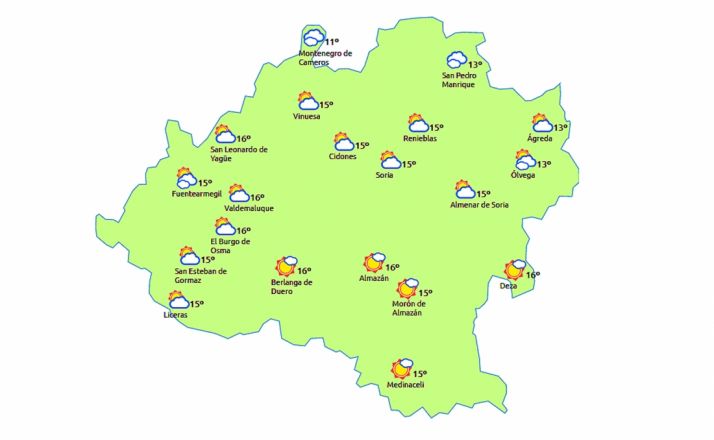 Previsión a las 12:00 horas. /eltiempo.es