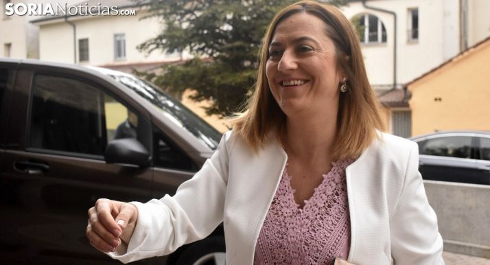 Virgina Barcones, a su llegada a Durufema este viernes. /SN