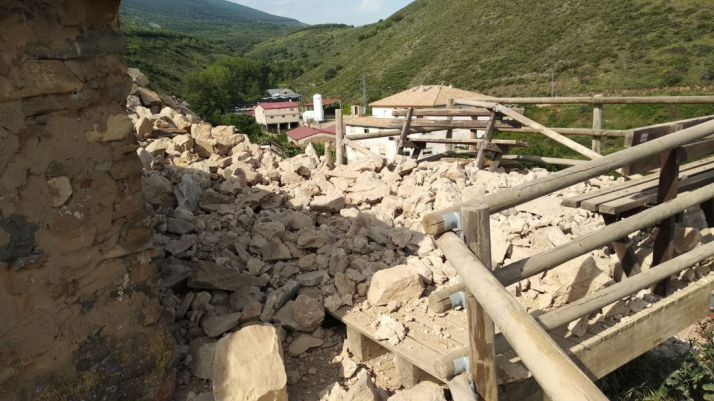 Derrumbe de la muralla del castillo de Vozmediano. Cedidas. 