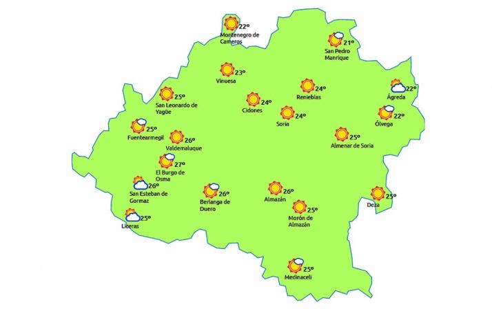 Previsión a las 14:00 horas. /eltiempo.es