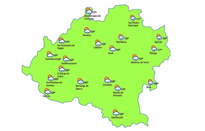Previsión para las 13:00 horas. /eltiempo.es