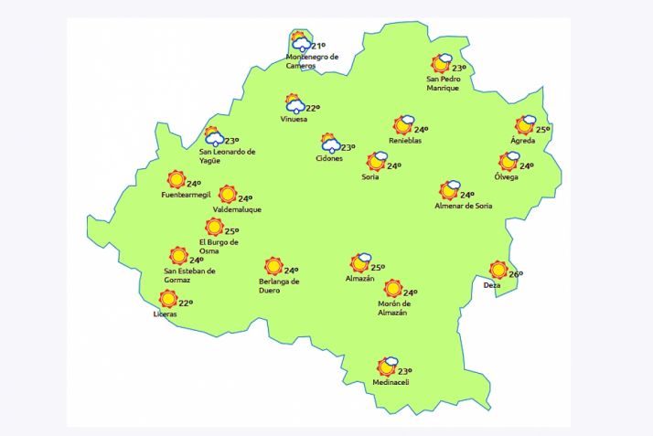 Prvisión a la una de la tarde. /eltiempo.es