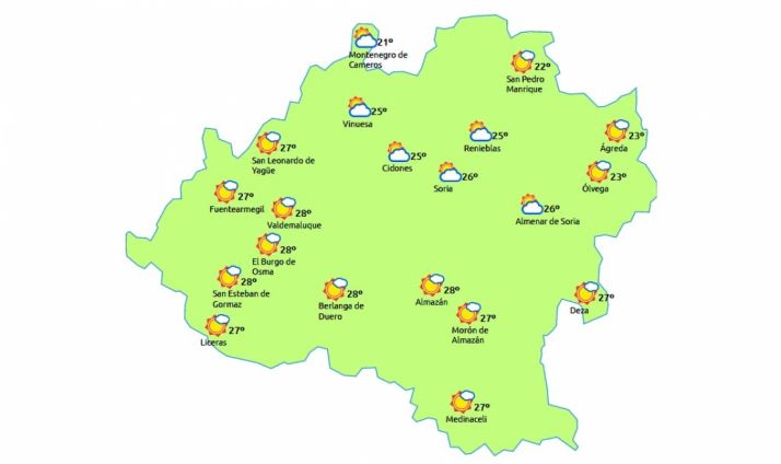 Previsión a las 13:00 h./eltiempo.es