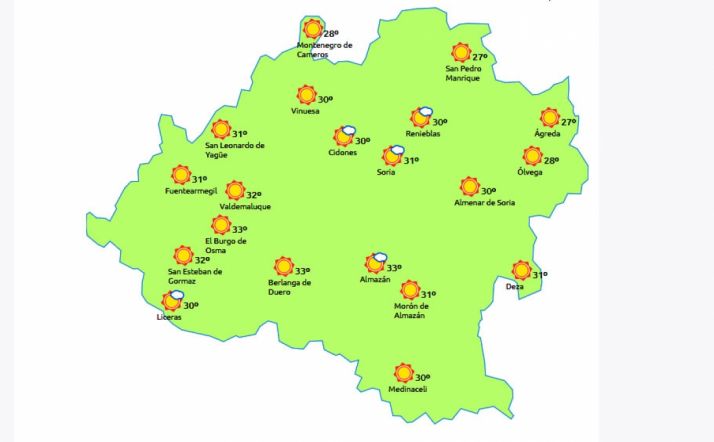 Previsión a las 14:00 horas. /eltiempo.es