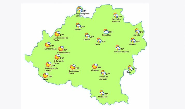 Previsión a las 14:00 horas. /eltiempo.es