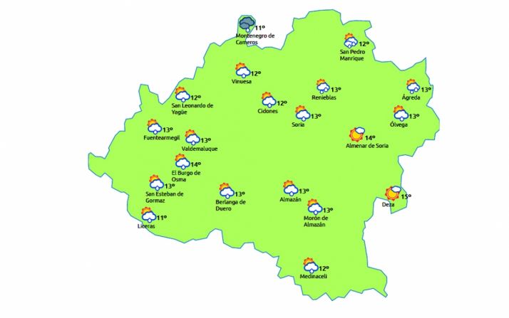 Previsión a las 13:00 h./eltiempo.es