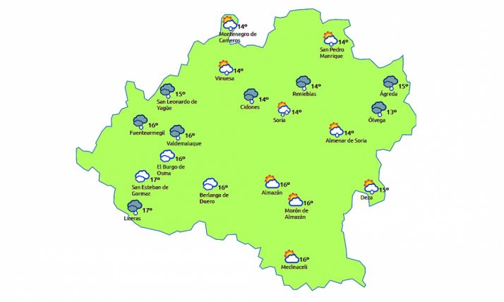 Previsión a las 13:00 h./eltiempo.es