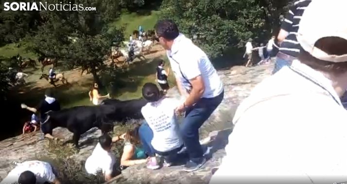 Pánico en la roca cerca del hotel de Valonsadero