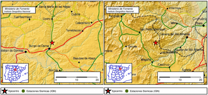La ubicación de los seísmos. /IGN