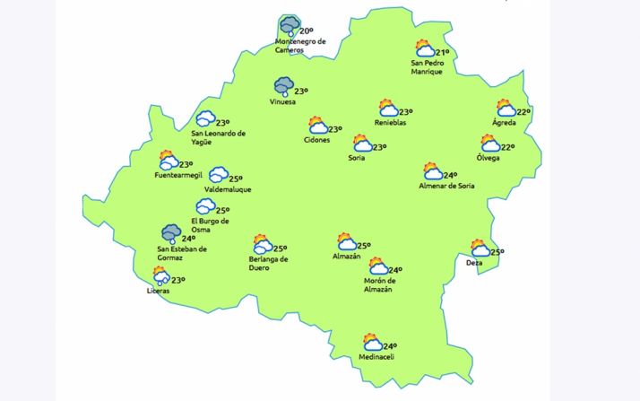 Previsión a las 12:00 horas. /eltiempo.es