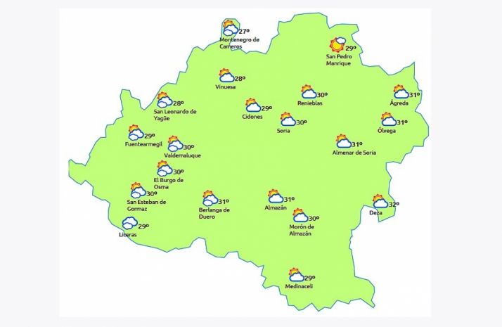Previsión a las 14:00 horas. /eltiempo.es