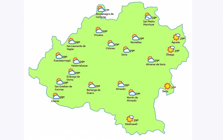 Previsión a las 14:00 horas. /eltiempo.es