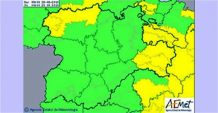 El aviso de la Aemet este martes. /Aemet-EP