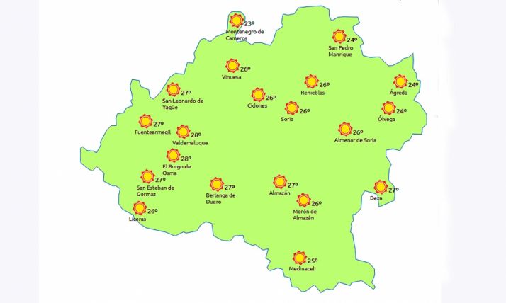 Previsión a las 14:00 horas. /eltiempo.es