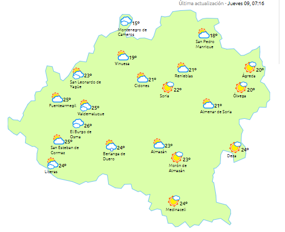 Desplome térmico para este jueves