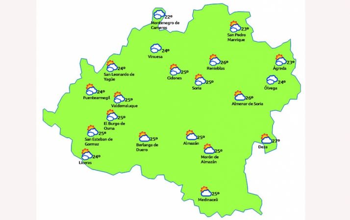 Previsión a las 14:00 horas. /eltiempo.es