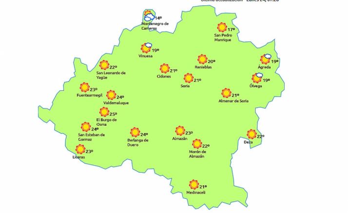 Previsión a las 14:00 horas. /eltiempo.es